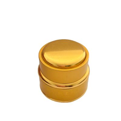 China Cosmetic Gold 15ml Mini Round Aluminum Eye Cream Jar With Lid for sale