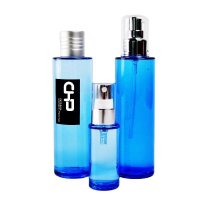 China Blue round 150ml cosmetic petg personal care color plastic spray bottle for sale