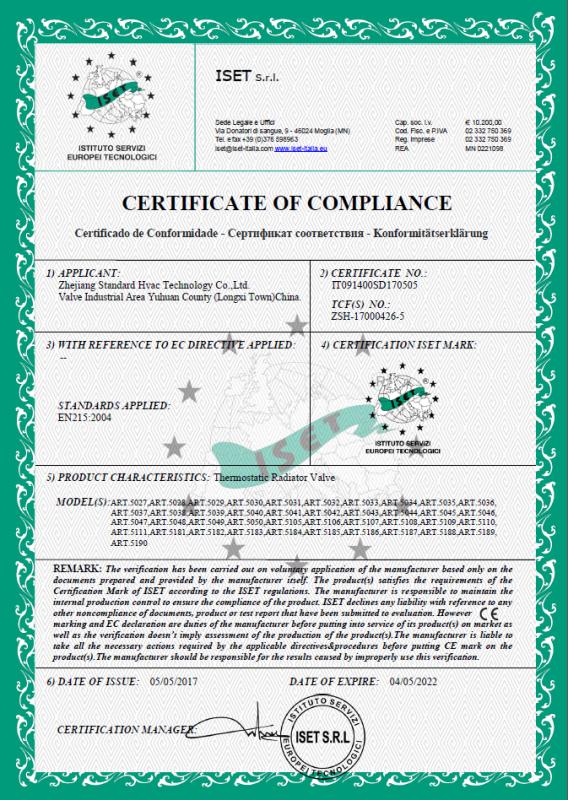 CE - Zhejiang Standard Valve Co., Ltd.