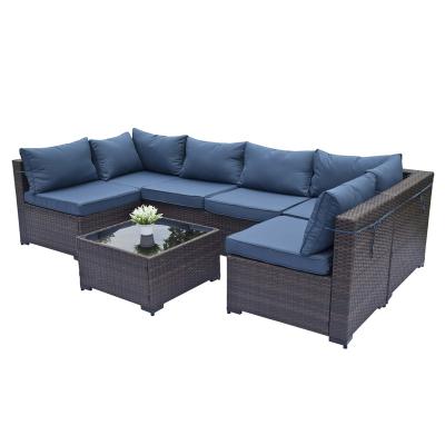 China Hot Eco-freindly Rattan Hanging Sofa On Amazon Cane Modern Cheap Running Outdoor Furniture Cover Garden Set Patio Rattan Sofas for sale