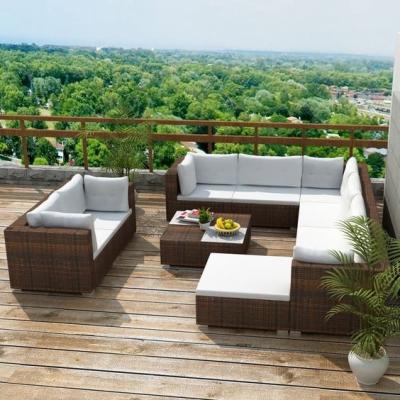 China Eco-freindly Hot Sale Garden Sofa Set Wicker Outdoor Couch Rattan Corner Sofa Set Furniture Rattan Outdoor L Shaped Sofa for sale