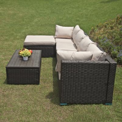 China Eco-freindly 7pcs cushioned outdoor patio set garden lawn rattan sofa furniture awrf5140 wicker sofa for sale