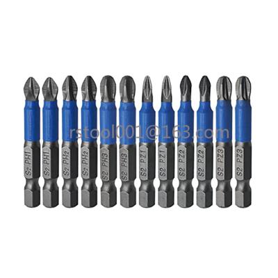 China 12Pcs Screwdriver Bit Set 50mm PH3 PZ1 PZ2 PZ3 PH1 PH2 Anti-Slip With 1/4