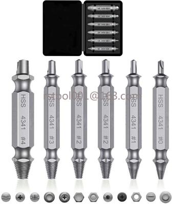 China Wood drilling damaged stripped screw extractor remover tool and drill bit set. Broken Bolt Extractor & Screw Remover Set Of 6 Pcs #012234 for sale