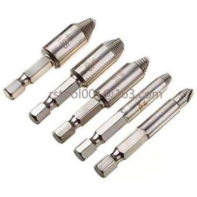 China Damaged Screw Extractor Kit Set Removal 5Pcs Damaged Stripped And Broken Screw Hex Shank Bolt Extractor High Speed ​​Steel T00126A for sale