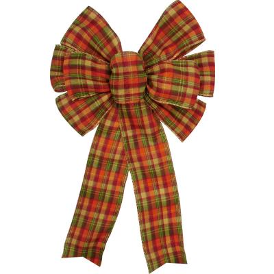 China Wired Edge Burlap ribbon Factory Supply Buffalo Plaid Burlap Decorative Bow Black And Red Check For Christmas Part Christmas Burlap Bow Ornaments Wreath for sale