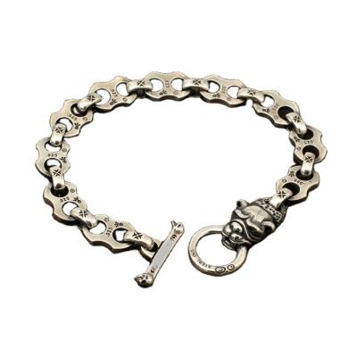 China Gothic Punk Neo Hip Hop Iced Out Simple Silver Creative Personality Bulldog Bracelet Sterling Silver Men And Women S925 Chain Jewelry Popular Style for sale