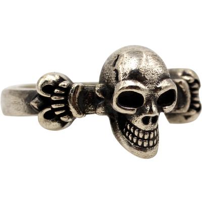 China Neo Punk Gothic Hip Hop Iced Out Hand Carved Ring S925 Sterling Silver Rock Gothic Punk Smiling Skull Jewelry Ring New Style Fashion Men for sale