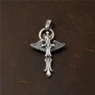 China Lead Free Nickel Free Customizable S925 Sterling Silver Popular Angel Cross S925 Sterling Silver Pendant Jewelry Angel Wings Retro Gothic Style New Pendant for sale