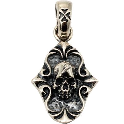 China Iced Out Punk Goth Hip Hop Style Retro Design Fashion Punk Rock Skull Pendant Wholesale 925 Sterling Silver Men's Skull Jewelry for sale