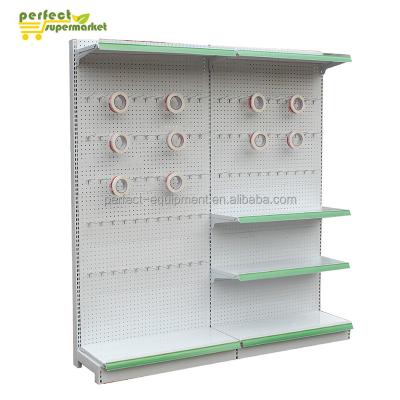 China High Quality Single Sided Gray Supermarket Hook Shelf Display Cold Rolled Steel White Brackets With Price Strip for sale