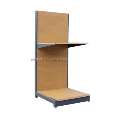 China S 2 Layers Manufacturers Single Sided Chinese Custom Grain Supermarket Shelf Carriage Rack Wood Shelf for sale