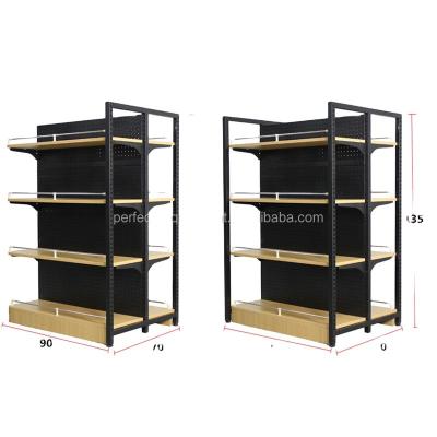 China Supermarket Single Sided Shipments Made In China Heavy Duty Wood Universal Metal Shop Storage Display Rack Shelf for sale