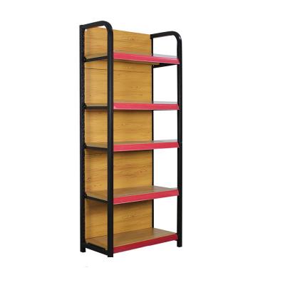 China High Quality Single Sided Single Sided Steel Supermarket China Retail Shelf Grocery Retail Wooden Display Shelf for sale