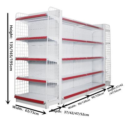 China Hot Selling Single/Double Sided Custom Supermarket White Metal Shelves Hot Selling Steel Rack Rack With Holes And Metal Shop Price Tag for sale