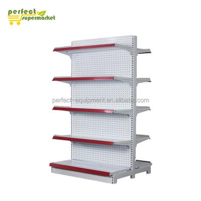 China Single Sided Supermarket Store Shelf Display Gondola Double Sided Milk White Shelves Display Rcaks for sale