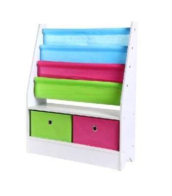 China Modern Kids Bookshelf with Toy Organizers and Storage Bookshelf for Kids Room Book Holder Non-woven Fabric with 2 Storage Bin for Toddlers for sale