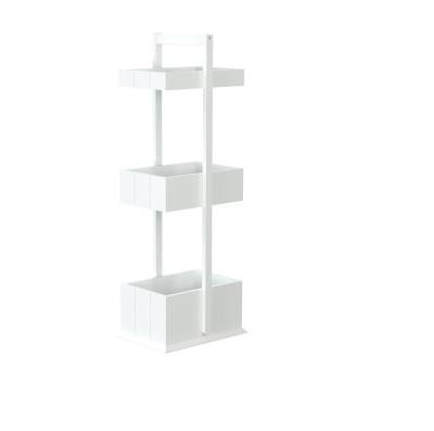 China Modern Design 3 Trolley Wooden White Vanity Storage Cabinet Floor Stand Bathroom Cabinet for sale