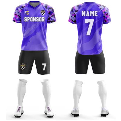 China Sets Free Design Customized Team Jersey Football Shirt Uniforms Sublimation Football Soccer Jersey Man Kids Woman Wholesale for sale