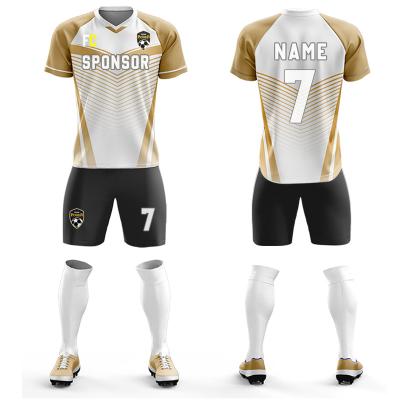 China New Design Gold Color 22/23 New Design Club Team Jersey Uniforms Soccer Jersey Soccer Jersey Kits Sublimation Soccer Wear Man Kids for sale