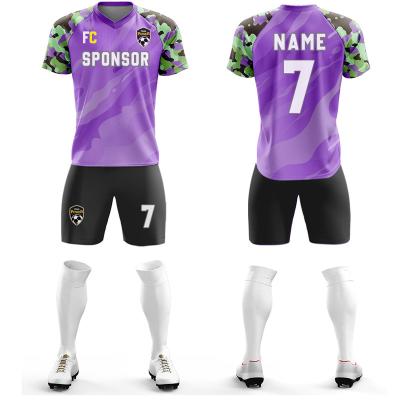 China Custom Design Purple Color Club Team Jersey Shirt Soccer Jersey Uniforms Sublimation Soccer Wear Man Kids Youth Youth Sets for sale