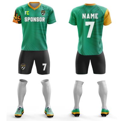 China Green monel 2205 new design custom club team jersey football shirt uniforms soccer jersey sublimation soccer wear man kids sets green for sale