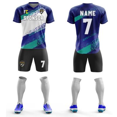 China Sets Pattern 2205s Blue Design Club Team Jersey Shirt Soccer Jersey Uniforms Sublimation Soccer Wear Custom Man Kids for sale