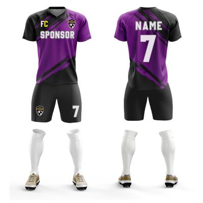 China PURPLE New Style Good Quality Design Custom Club Team Jersey Shirt Soccer Jersey Football Jersey Kits Sublimation Football Wear Sets for sale