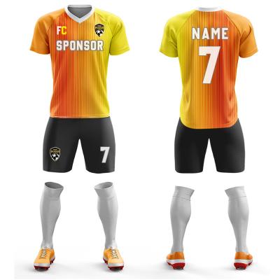 China Sets custom design good quality club team jersey football shirt uniforms soccer jersey sublimation soccer wear orange pattern for sale