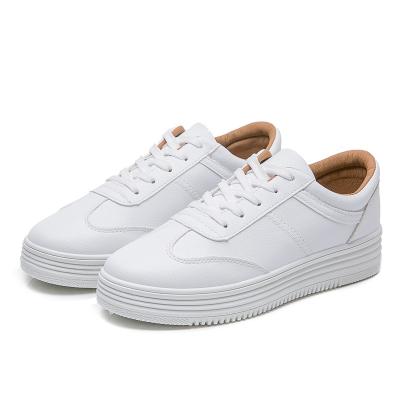 China White Trainer Essential Leather Low Top Waterproof Flat Women Sneaker PU for sale