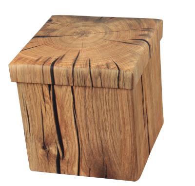 China Folding Wooden Storage Stool Cube Pattern Polyester Fabric Storage Stool RTS for sale