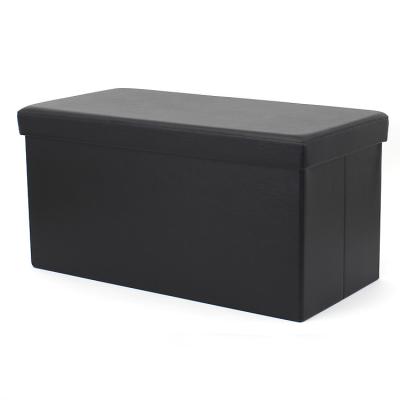 China Rectangle Foldable Leather Foldable Storage Stool Removable PVC Ottoman Bench Living Room Bench RTS Cover for sale