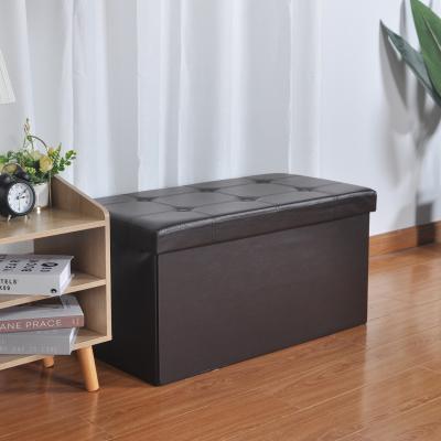 China Large Capacity Foldable PVC Storage Bench Space Saving Foldable Waterproof Leather Foldable Bedroom for sale