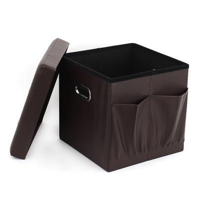 China Factory Wholesale Customized Modern Practical Leather Folding Stool Foldable PVC Storage Stool With Bag for sale