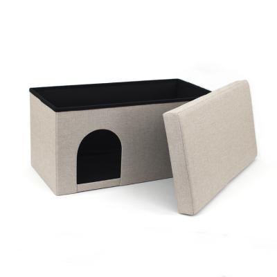 China Customized Foldable Faux Stool Bench Pet Bed House Canvas Folding Stool for Dog and Cat for sale