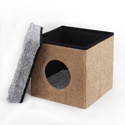 China Wholesale Collapsible Stools Box Popular RTS Cloth Folding Pet Bed For Indoor Cat Room Ottoman Pouf Pet for sale