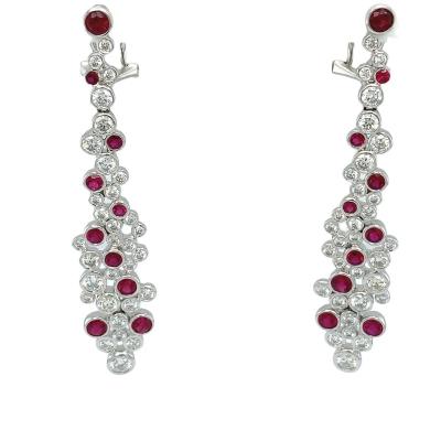 China Other Funny New Design Style White Gold Women Ruby Diamond Large Gold Earrings Beautiful Earrings for sale