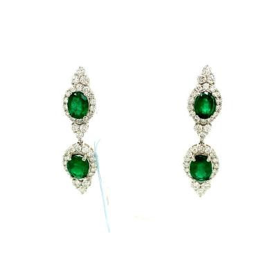 China Other Pretty Female Jewelry Earrings Women Ornaments 18K Gold Emerald With Diamond for sale