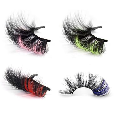 China Wholesale Natural Long 25mm Colored Mink Lashes Private Label Color False Eyelash Custom Mink Colored Eyelashes for sale