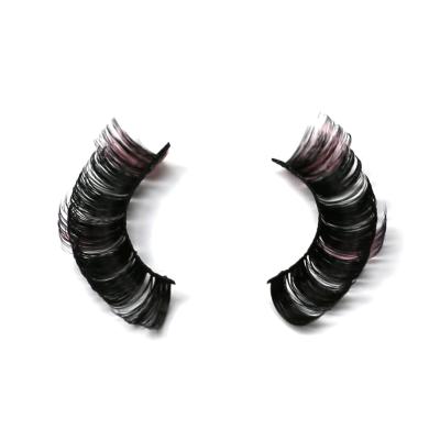 China New Long Natural 2 Toned Multicolor Eye Lash Full Strip Lashes Halloween Lash Packaging Colorful Faux Mink Eyelash for sale