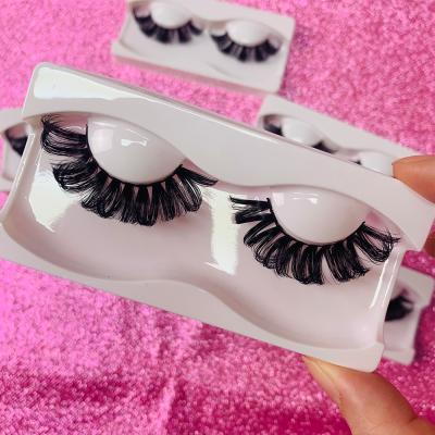 China Natural soft russian striplashes winged mink 10mm faux mink full strip lashes russian strip lashes C d curl strip lashes for sale