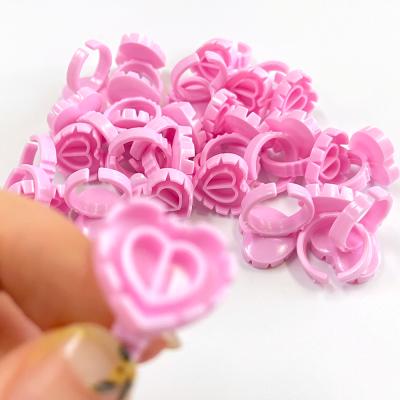 China Bag 100pcs/Wholesale Disposable Plastic Ring Natural White/Pink Heart Shape Eyelash Extension Glue Holder for sale