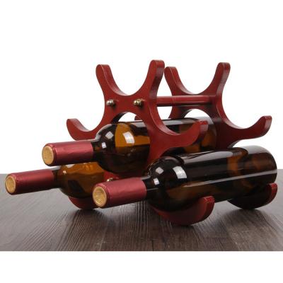 China 6 Bottle Stored Wooden Wine Bottle Racks For Modern Countertop Wine Rack Wine Rack Display Rack Storage Rack Shelf for sale