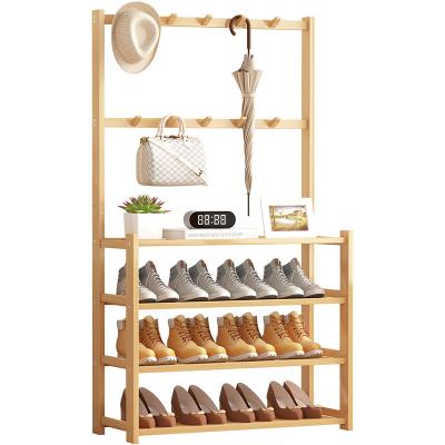 China Home Shelf Stand Rack Bamboo 4-Tier 5-Tier Entryway Bag Hat Umbrella Storage Organizer Modern Hallway Shoe Storage Rack for Shoes for sale