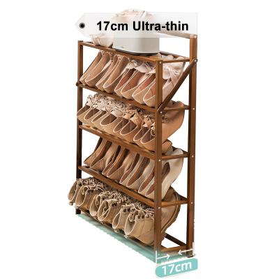 China Modern Modern Bamboo Wood Shoes Storage Container Household Shoe Storage Shelf Portable Shoe Rack for sale