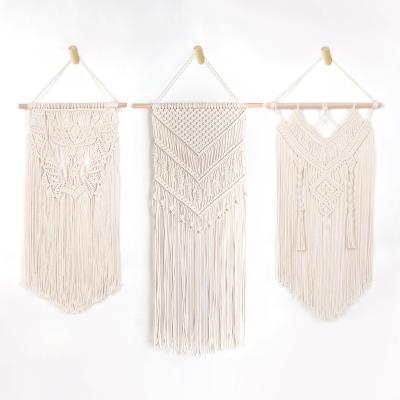 China 100% Handmade Woven Cotton Rope Boho Macrame Wall Hanging Home Decor Handmade Woven Wall Hanging Decorations for sale