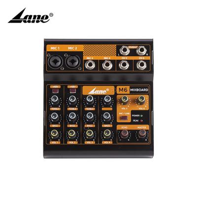 China Lane M6 Mixer 6-CHANNEL Mixer Mixer Mini Mixer Portable Audio Noise Sound DJ Mixer For Live Streaming M6 for sale