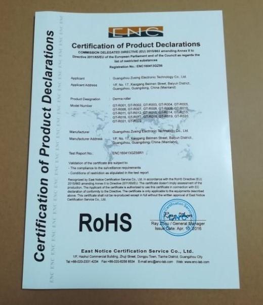 RoHS Certificate - Guangzhou Zusing Electronic Technology Co., Ltd.