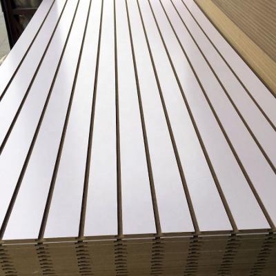 China Moisture Proof Slatwall MDF Board Slotted Panel Melamine Top With High Quality for sale