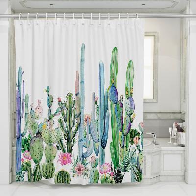 China Stocked 2021 New Cactus Shower Curtain Size Green Desert Bath Color Cactus Shower Curtain Wholesale Custom Succulent Series for sale